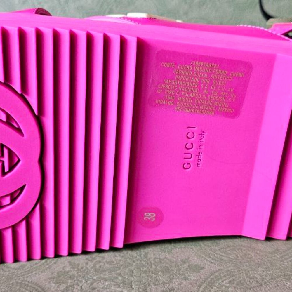 Gucci Women's Hot Pink Logo Slingback Sandals - Picture 7 of 15